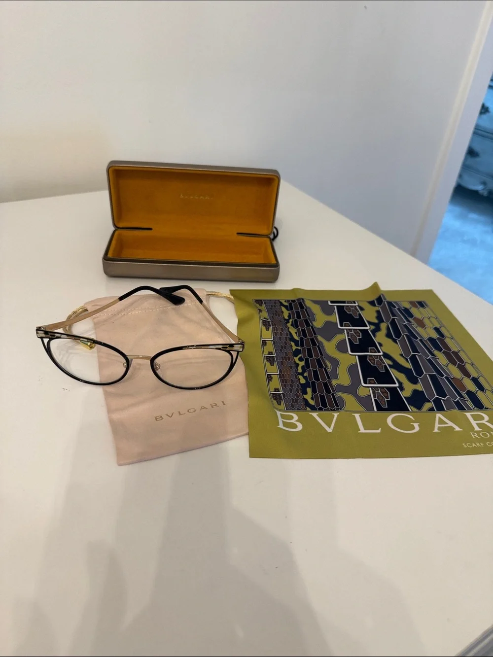 Bulgari Gold-Tone Eyewear Temple with Branded Case
